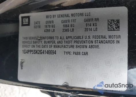 2016 Buick Verano from USA, damaged, VIN 1G4PP5SK2G4146694
